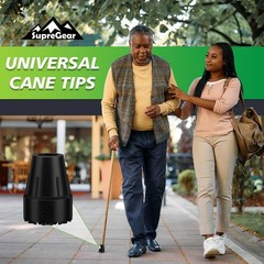 Heavy Duty 3/4″ Rubber Cane Tips – Non-Slip Grip Replacement Feet Caps, 4 Pack
