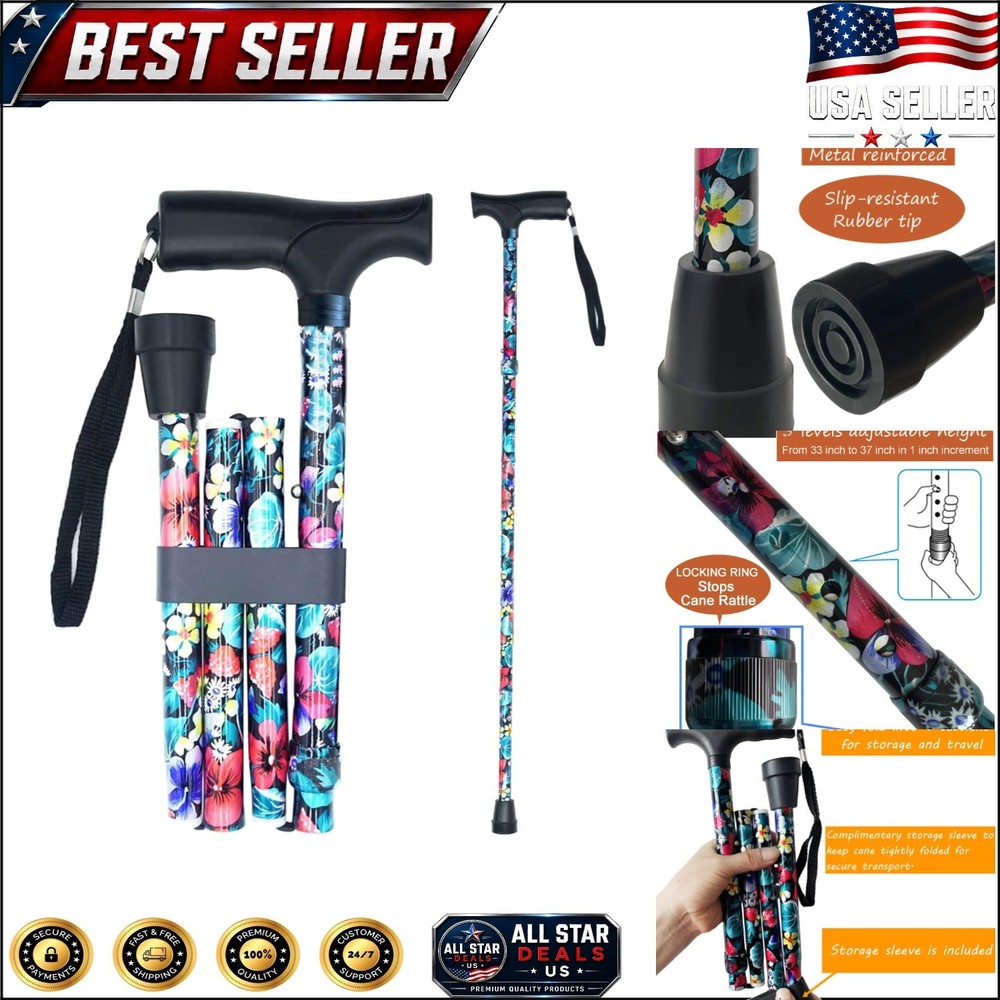 Convenient Lightweight Walking Cane, Adjustable 33-37”, Non-Slip Tip for Safety