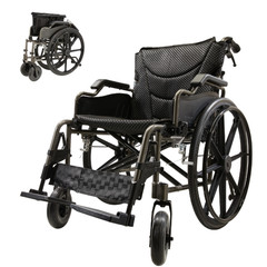 Aluminum Alloy Transport Wheelchair. 20″ Seats. With front and Rear Locking Hand