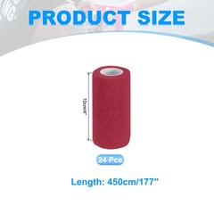 Self Adhesive Bandage Wrap 177″ x 4″, 24 Pcs Wrap Tape, Dark Red