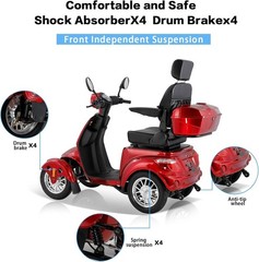 800W Heavy Duty Four Wheel Mobility Scooters for Seniors & Adult 500lbs Capacity