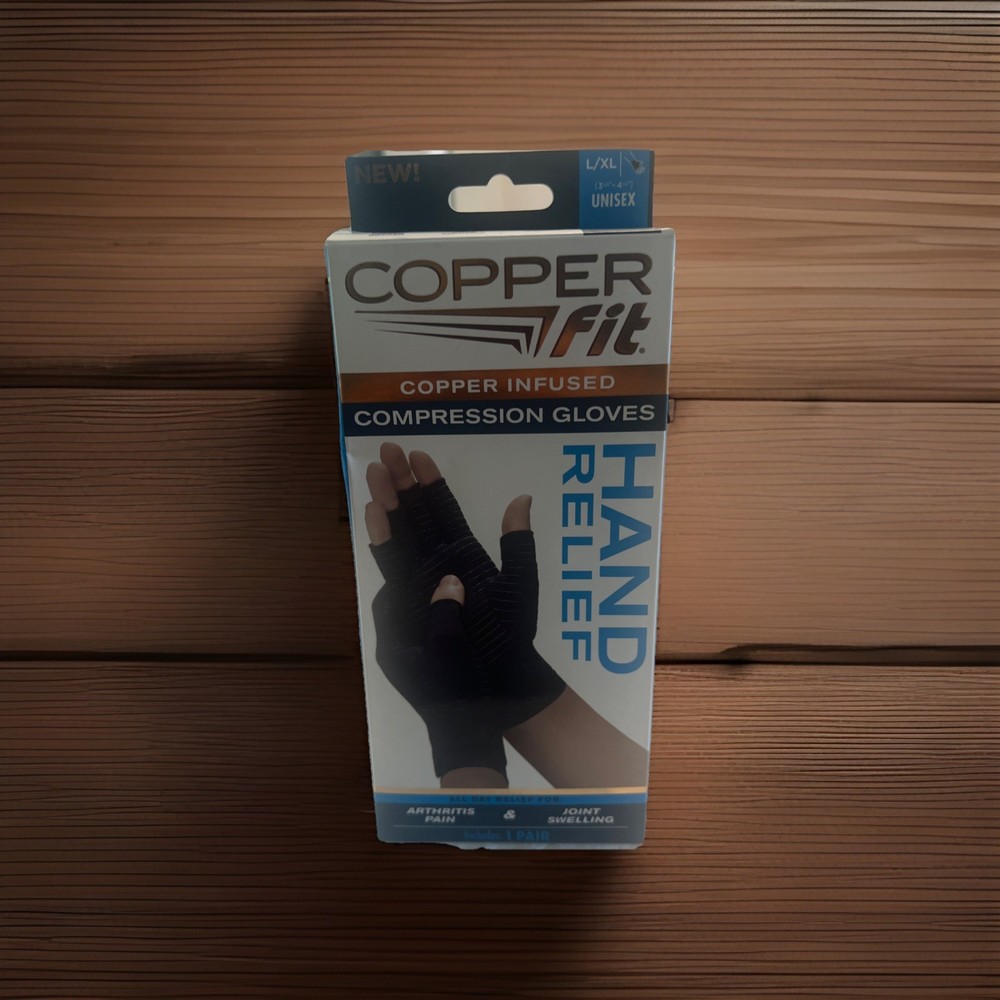 Copper Fit Compression Gloves Arthritis Pain Relief L/XL Unisex 1 Pair