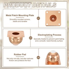 4 Pack Round Metal Furniture Legs for Dresser and Sofa(2.36″ Rose Gold)]