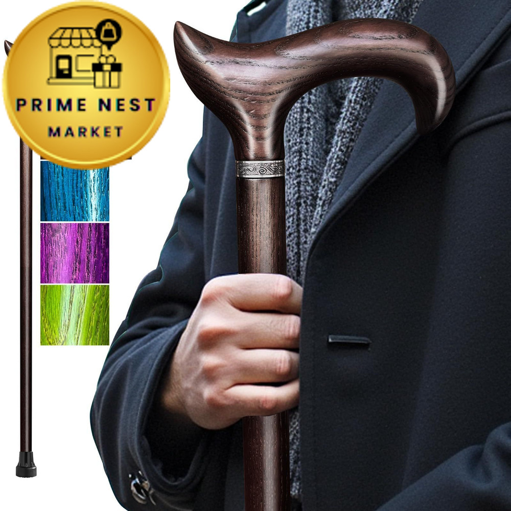 ispuoocti Walking Cane 36-38 Inches, 38″ (for 6’2″ to 6’4″), Maple Brown