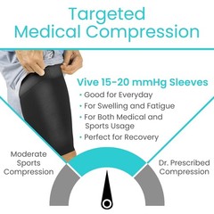 Vive Thigh Compression Sleeve (2 Pack) Hamstring Brace for X-Large, Black