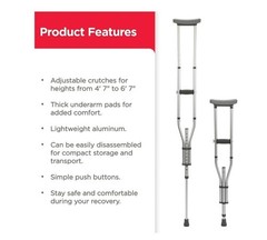 Equate Universal Crutches for Youth & Adult – Adjustable – IN BOX