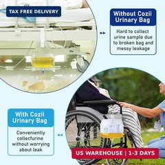 2000mL Catheter Bags for Men, 3-Pack Professional Urinary Drainage Bags with Ant