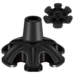 Cane Tip 3/4 inch 6 Support Feet Self Standing Tip, inch, Black