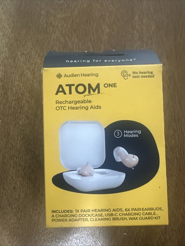 Audien Hearing Atom One OTC Hearing Aids Wireless Rechargeable Beige NEW SHIP