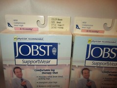 Lot 2 Pair Jobst Men Small Black/Khaki Knee High Support Compression Dress Socks