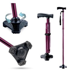 HurryCane Freedom Edition Foldable Walking Cane with T Handle Red/Magenta