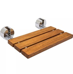 Clevr 20″ Teak Modern Folding Shower Seat Bench Clear Coated Medical Wall Mount