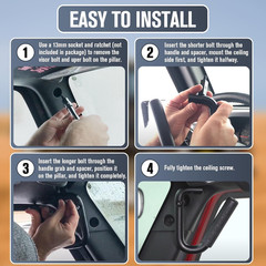 Front Grab Bar Grab Handles, Front Grab Handle Kit Black Textured Compatible wit