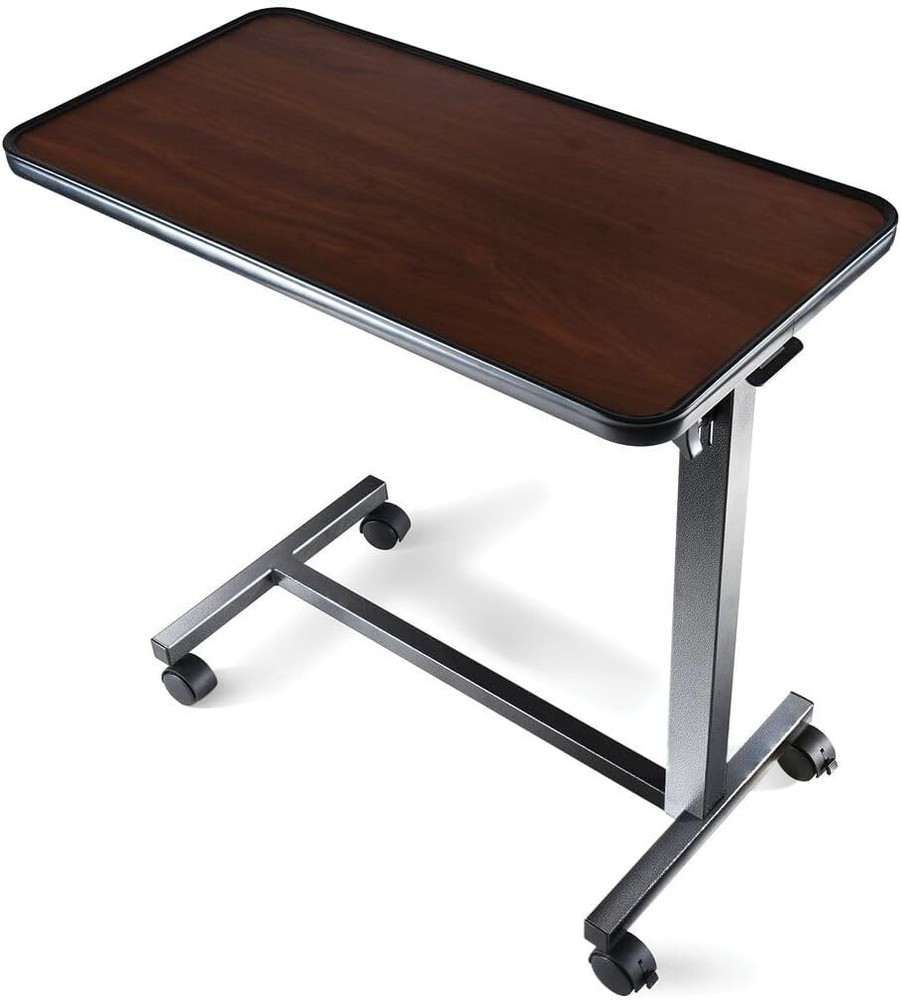 Adjustable Overbed Bedside Table with Wheels, Bed Desk, Over The Bed Table
