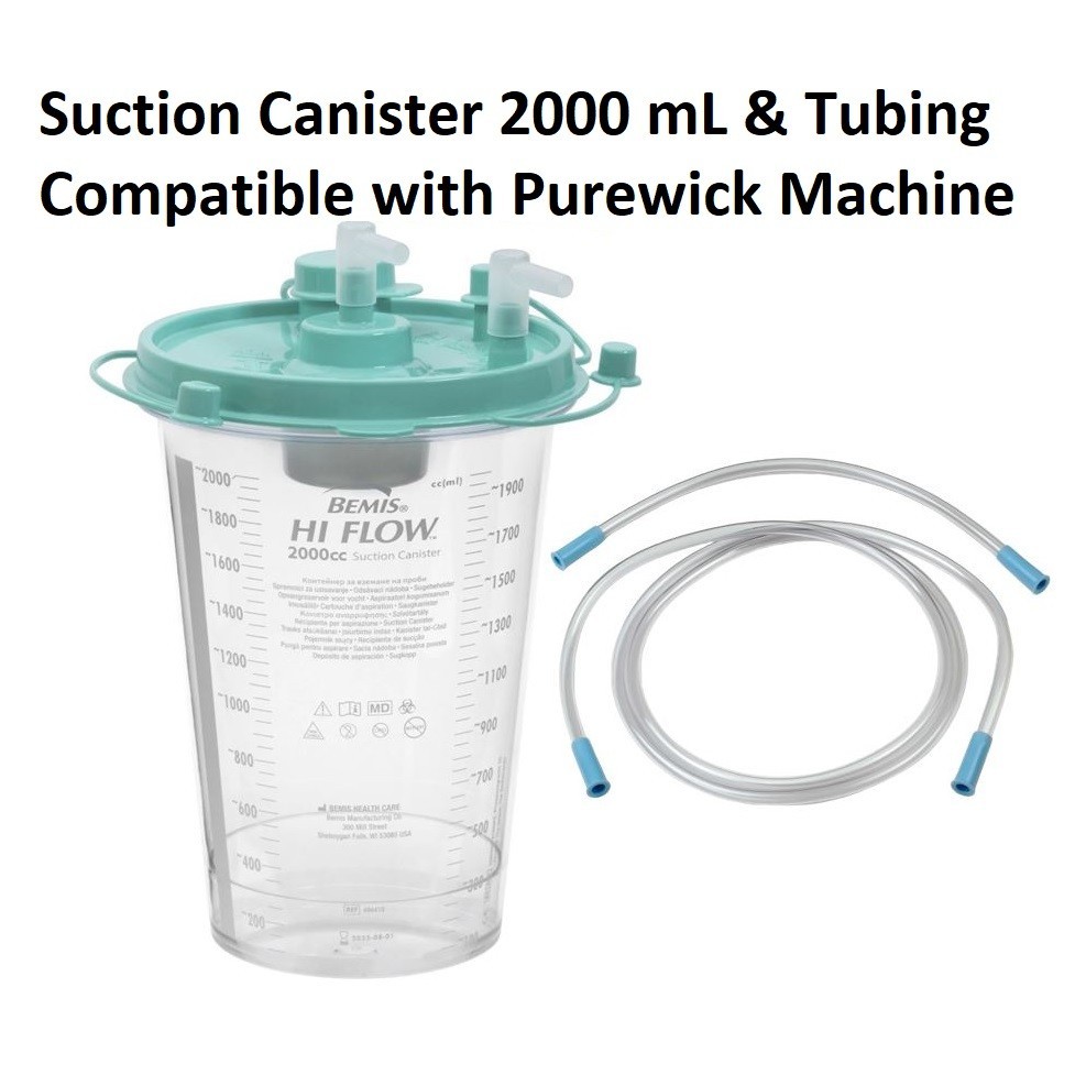 Suction Canister 2000 mL and 2 Tubing 15″ , 6 Foot for Urine collection Machine