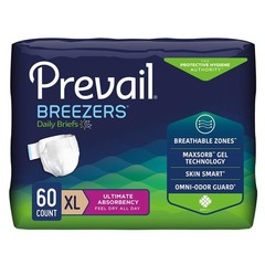 Prevail Breezers Brief Adult Unisex XL 59-64″ Waist/Hip Dispose Heavy Absorb 60