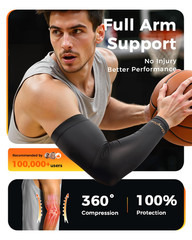 Copper-Infused Compression Arm Sleeve for Men & Women [Stronger Support