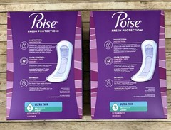 2 X Poise Fresh Protection Ultra Thin Pads Light Absorbency Level 3 (28 EA)