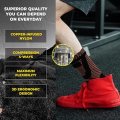 Copper Ankle Support Brace Foot Wrap Compression Sleeve Achilles Tendonitis BML