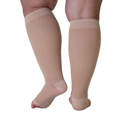 Made in The USA – Plus Size XXL Opaque Compression Socks with XX-Large Beige