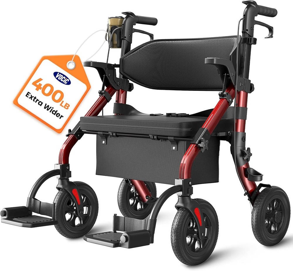 Walkers for Seniors Z59, 2 in 1 Walker Wheelchair Combo, 400 LBS Weight Capacity