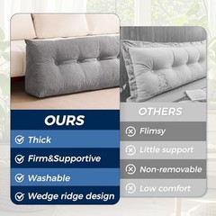 Headboard Pillow Triangle Pillows for Headboard, Head Board Queen Dark Grey