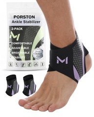2-Pack Ankle Brace for Men & Women,Adjustable Lace up Ankles One Size, Purple
