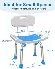 Adjustable Shower Chair for Seniors – 400 lbs Safety Bath Seat with Support