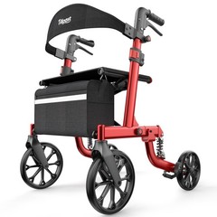 Lightweight Folding Rollator Walker with Seat for Seniors Adjustable Height350lb