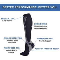 1~2 Pairs Compression Socks Stockings Womens Mens Knee High Medical 20-30 mmHG