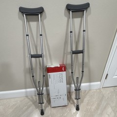 Equate Adult Adjustable Standard Underarm Crutches Pair Aluminum Silver/Gray