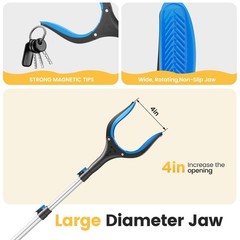 Telescopic Grabber Reacher Tool 23-41in Adjustable Trash Picker Claw Blue USANew