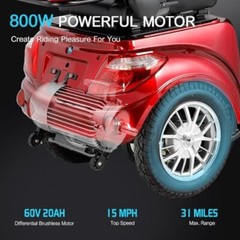 Heavy Duty 4 Wheel Mobility Scooters 500lbs 800W All Terrain for Seniors Adults