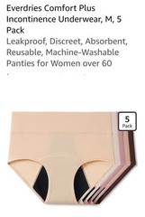 Everdries Comfort Plus Incontinence Underwear, M, 5 Pack Leakproof, Discreet,…