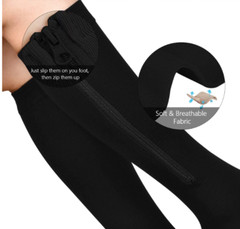 Copper Zipper Compression Socks Support Graduated Stockings Women Mens 15-20mmHg