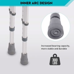 VILOBOS Aluminum Underarm Crutches Portable Adjustable Walking Cane Lightweight