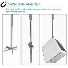 10 FT Telescoping Pickup Tool Magnetic Pole with Hook, Telescopic Push Pull R…