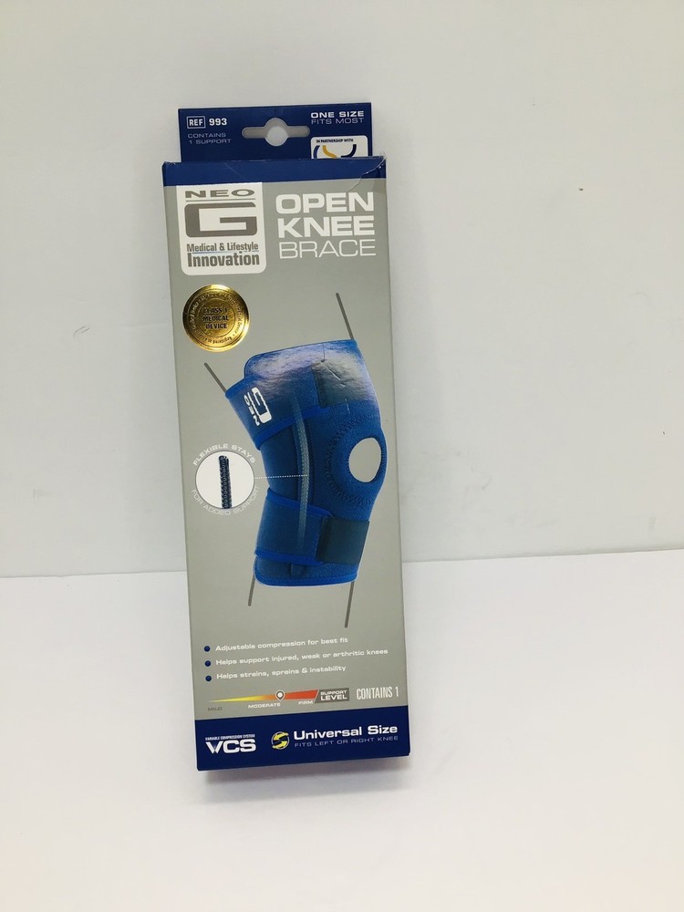 Neo G Open Knee Support Brace Universal Size Blue Variable Compression System