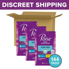 Poise Ultra Thin Incontinence Pads 144Ct 4 Drop Moderate Absorbency Regular