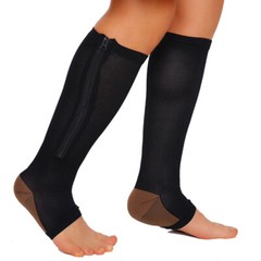 Copper Zipper Compression Socks Support Graduated Stockings Calf Leg Mens Women