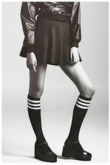 Women’s Comfort Striped Knee High Socks Long One Size Black With Red Stripes