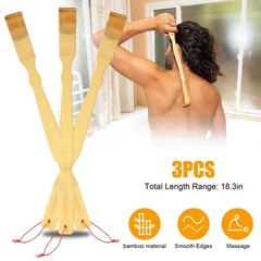 3pcs Bamboo Back Scratcher – Long Handle Wooden Itch Reliever for Adults & Elder