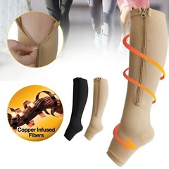 S/M-L/XL Zip Up Compression Socks Open Toe Leg Foot Support 20-30mmHg Men&Women