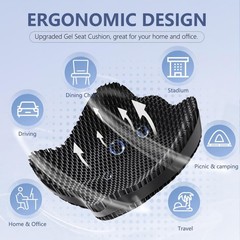 Cooling Gel Seat Cushion 19.7in – Thick Pressure Relief Pad for Office, Car, Whe