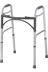 Folding Walker with 5″ Wheels 10200-1 Deluxe 2-Button Drive Medical – Silver