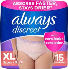 Always Discreet Women’s Incontinence Underwear S/M/L/XL/2XL/3XL Max Absorbency
