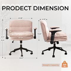 Criss Cross Chair with Adjustable Flip-Up Arms and Wheels, Comfort Ergonomic Off