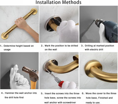 Shower Grab Bar, 2 Pack 16 Inch Gold Bathroom Grab Bar, 1.25″ Diameter 304 Stain