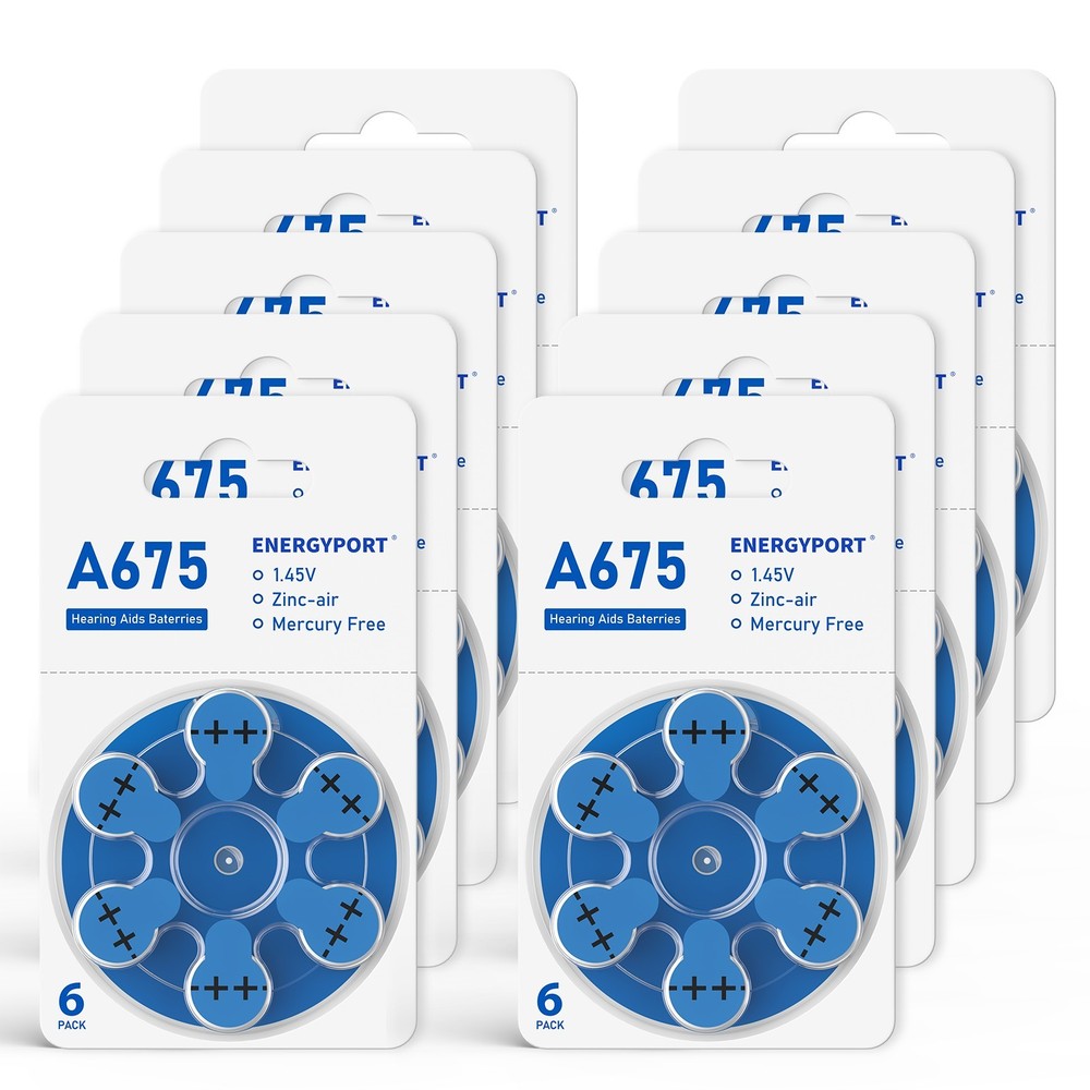 60PC to 300PC ENERGYPORT Size 675 Hearing Aid Batteries A675 PR44 Zinc Air 1.45V