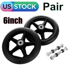 2x 6 In Solid Wheelchair Replacement Wheels for Walkers, Rollators, Wheelchairs